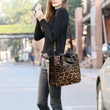 Leopard Print Tote Bag Large Capacity Shoulder Purse Composite Bag Set