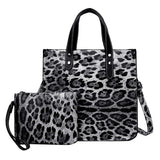 Leopard Print Tote Bag Large Capacity Shoulder Purse Composite Bag Set
