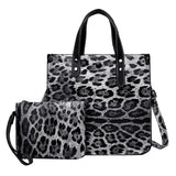 Leopard Print Tote Bag Large Capacity Shoulder Purse Composite Bag Set