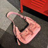 Vintage Women Underarm Crossbody Bags Double Pocket Ladies Shoulder Bag Female P