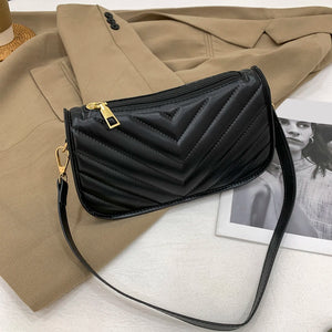 Vintage Women Weave Pattern Shoulder Underarm Bag Casual Ladies PU Leather Purse