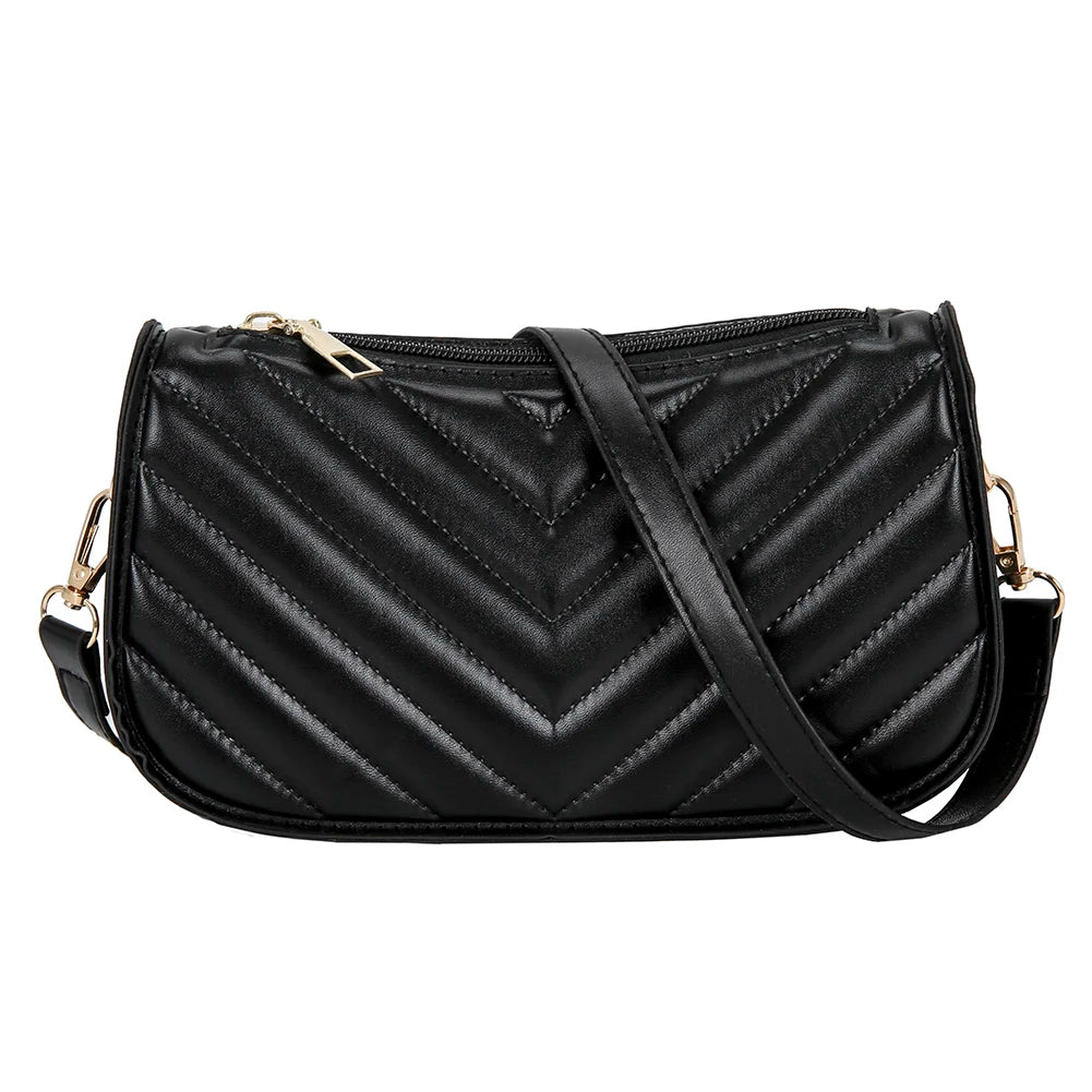 Vintage Women Weave Pattern Shoulder Underarm Bag Casual Ladies PU Leather Purse