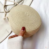 Vintage Round Crossbody Bag Woven Beach Shoulder Bag