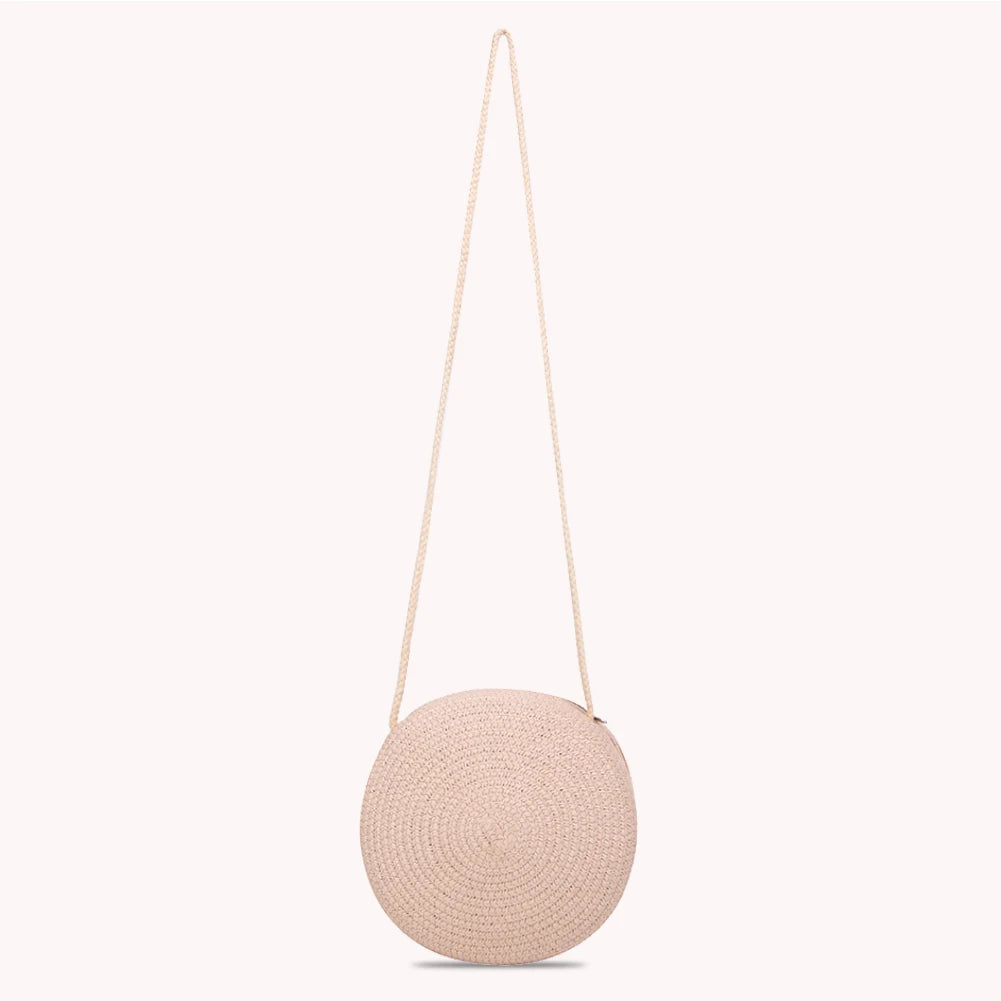 Vintage Round Crossbody Bag Woven Beach Shoulder Bag