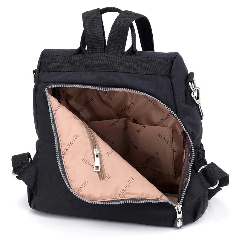 Vintage Women Backpack Nylon Anti-theft Female Casual Daypack