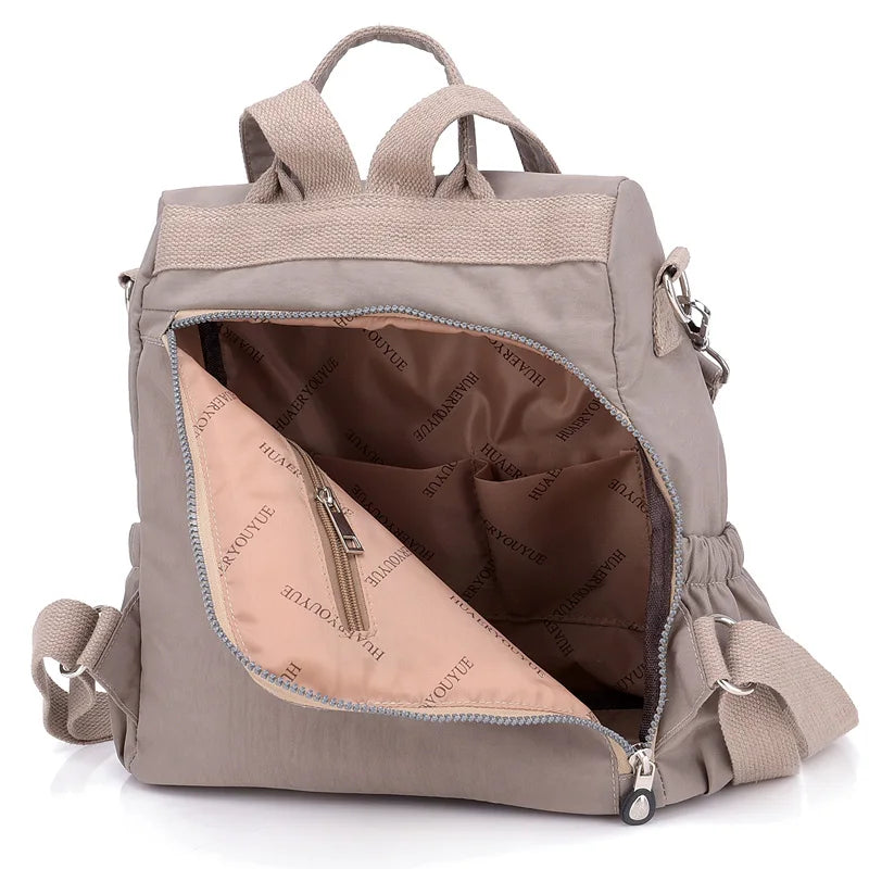 Vintage Women Nylon Anti-theft Backpack Casual Daypack High Travel Shoulder Bags