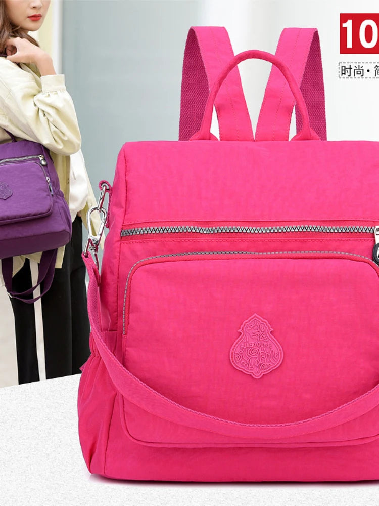 Vintage Women Backpack Nylon Anti-theft Female Casual Daypack