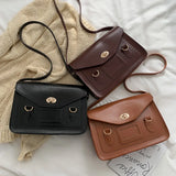 Vintage Women Handbag Preppy Student Shoulder Bag PU Leather Female Crossbody Ba