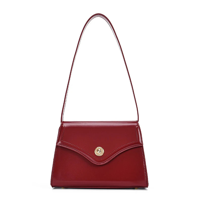 Vintage PU Leather Women Armpit Shoulder Bag Crossbody Red