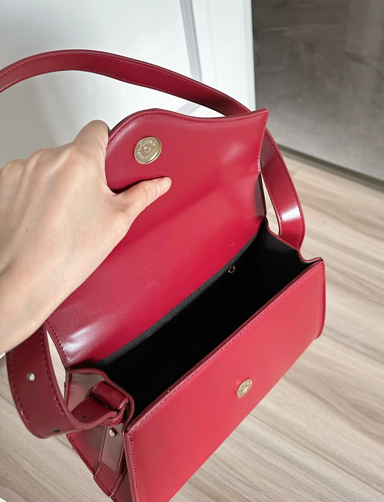 Vintage PU Leather Women Armpit Shoulder Bag Crossbody Red