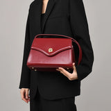 Vintage PU Leather Women Armpit Shoulder Bag Crossbody Red