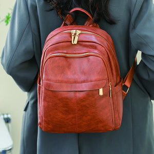 Vintage Women's Leather Backpack Large Capacity Female Bagpack