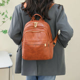 Vintage Women's Leather Backpack Large Capacity Female Bagpack