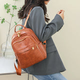 Vintage Women's Leather Backpack Large Capacity Female Bagpack