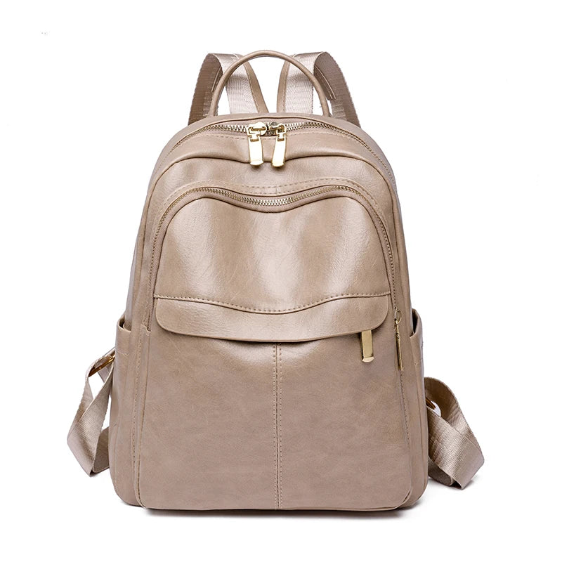 Vintage Women's Leather Backpack Large Capacity Female Bagpack