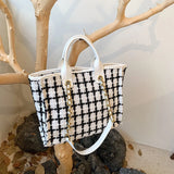 Plaid Cloth Shoulder Bag Large Capacity Tote