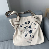 Vintage Women's Shoulder Bag Large Capacity Canvas Handbag Eco Tote