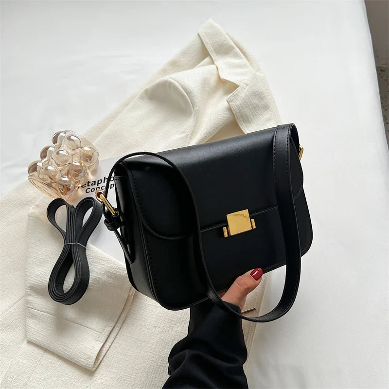Vintage Women's Square Handbag Autumn Winter Texture Pu Shoulder Bag