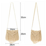 Vintage Women's Zipper Woven Tassel Crossbody Shoulder Bag