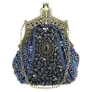 Vintage Beading Stone Clutches Handbag Evening Party Bags Crystal Bling