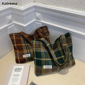 Vintage Woolen Shoulder Bags Women Winter Underarm Totes Mori-girl