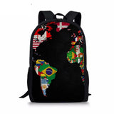 Vintage World Map Pattern School Bag Boys Girls Book Bags Causal Backpack