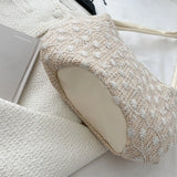 Vintage Woven Small Shoulder Underarm Bag Women Beach Vacation Mesh Flower Purse