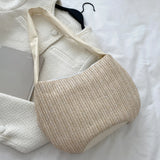 Vintage Woven Small Shoulder Underarm Bag Women Beach Vacation Mesh Flower Purse