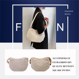 Vintage Woven Small Shoulder Underarm Bag Women Beach Vacation Mesh Flower Purse