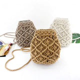 Vintage Woven Backpack Cotton Rope Bucket Small Straw Bag
