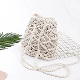 Vintage Woven Backpack Cotton Rope Bucket Small Straw Bag