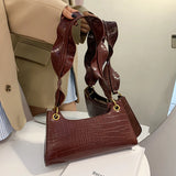 Crocodile Pattern Shoulder Crossbody Bags Women PU Leather Handbags
