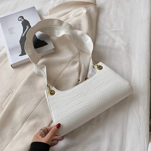 Crocodile Pattern Shoulder Crossbody Bags Women PU Leather Handbags