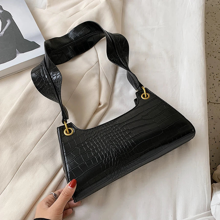 Crocodile Pattern Shoulder Crossbody Bags Women PU Leather Handbags