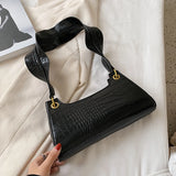Crocodile Pattern Shoulder Crossbody Bags Women PU Leather Handbags