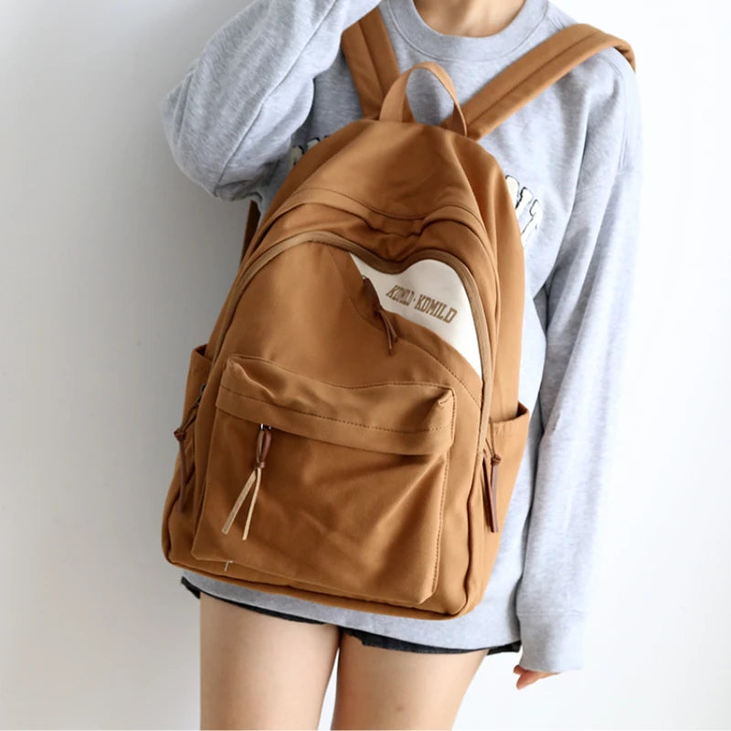 Vintage Canvas Backpack Female Students Shoulder Bag