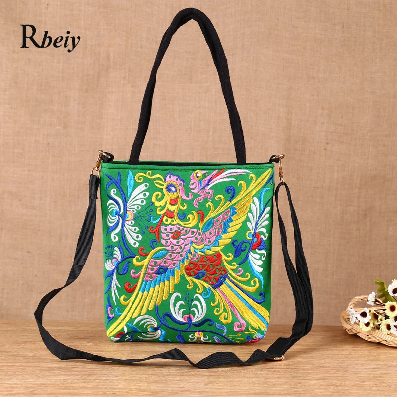 Vintage Chinese Women Bag Ethnic Embroidery Canvas Tote Crossbody Shoulder Bag