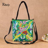Vintage Chinese Women Bag Ethnic Embroidery Canvas Tote Crossbody Shoulder Bag