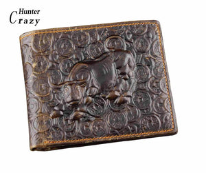 Vintage cow leather wallets for Men Cow pattern