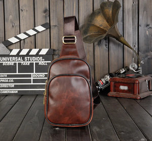 Vintage Cross Bag Chest Bag Men's PU Leather Shoulder Bag