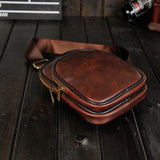 Vintage Cross Bag Chest Bag Men's PU Leather Shoulder Bag