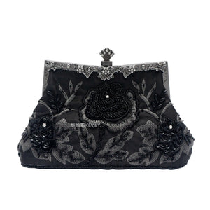 Vintage Beaded Evening Bag Metal Handle Top-Handle Bag
