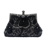 Vintage Beaded Evening Bag Metal Handle Top-Handle Bag