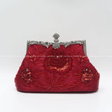 Vintage Beaded Evening Bag Metal Handle Top-Handle Bag