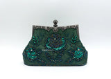 Vintage Beaded Evening Bag Metal Handle Top-Handle Bag