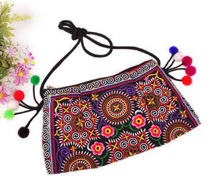 Vintage ethnic crossbody bags Double sided embroidered canvas Bohemia bags