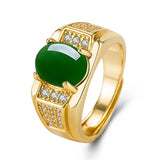 Vintage Green Jade Emerald Gemstones Ring Men Jewelry Dubai