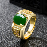 Vintage Green Jade Emerald Gemstones Ring Men Jewelry Dubai