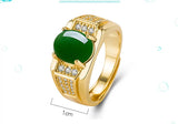 Vintage Green Jade Emerald Gemstones Ring Men Jewelry Dubai