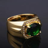Vintage Green Emerald Zircon Diamond Ring 14k Men's Jewelry
